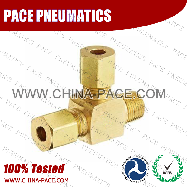 Barstock Male Run Tee Compression fittings, Brass connectors, Brass Pipe Joint Fittings, Pneumatic Fittings, Air Fittings
